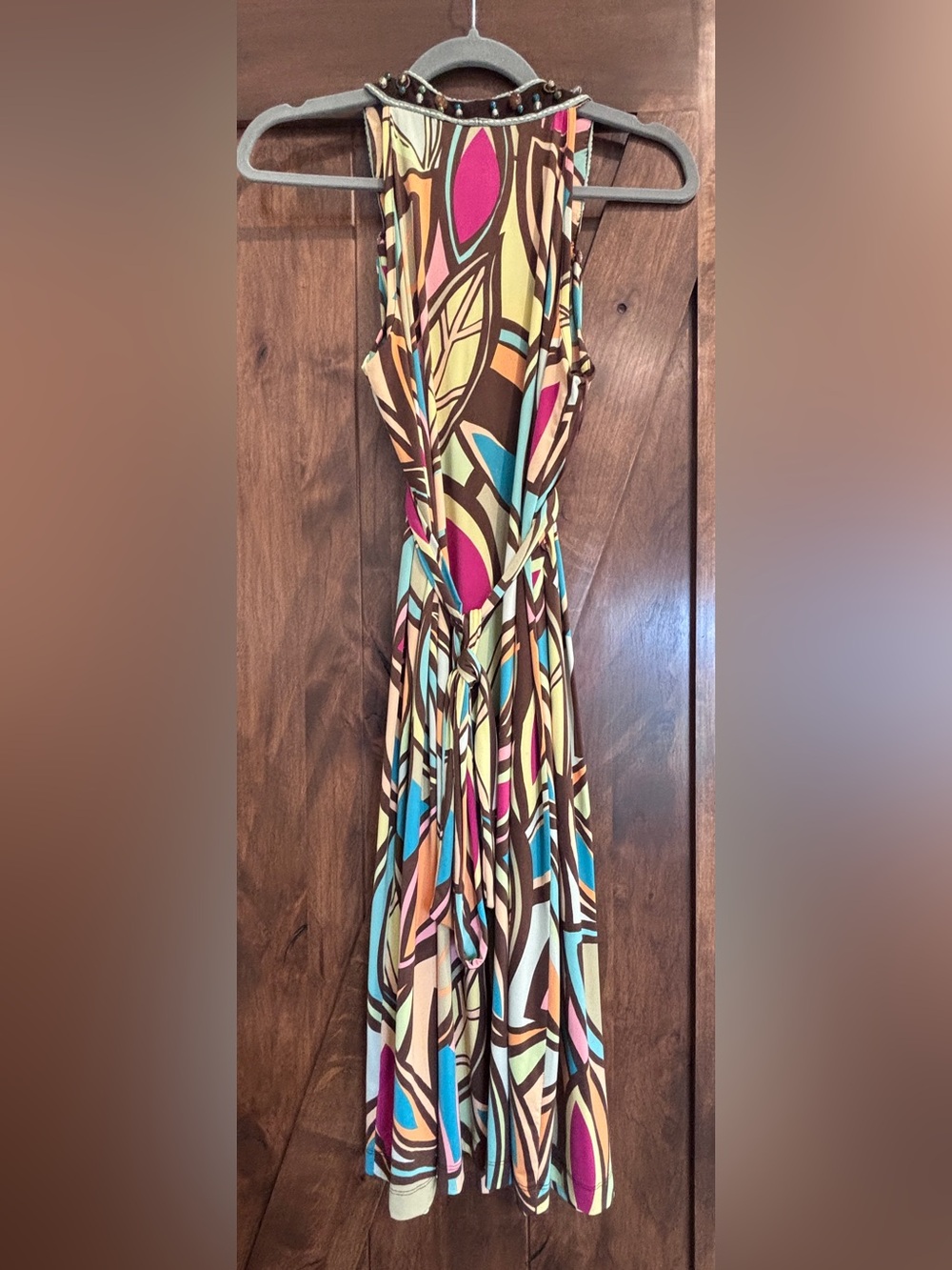 Ranna Gill  Bohemian Multicolor Beaded Halter MIDI Dress Size S - Picture 4 of 4